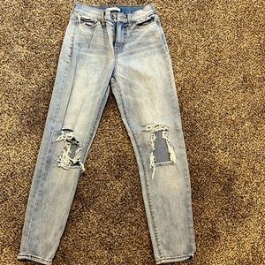 i got these from kohls but the brand is So. size 0, W24, high rise mom jean